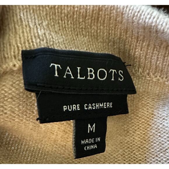 Talbots Pure Cashmere Sweater M Tan Beige Crew Neck Soft Luxury Knit Classic - Picture 4 of 5